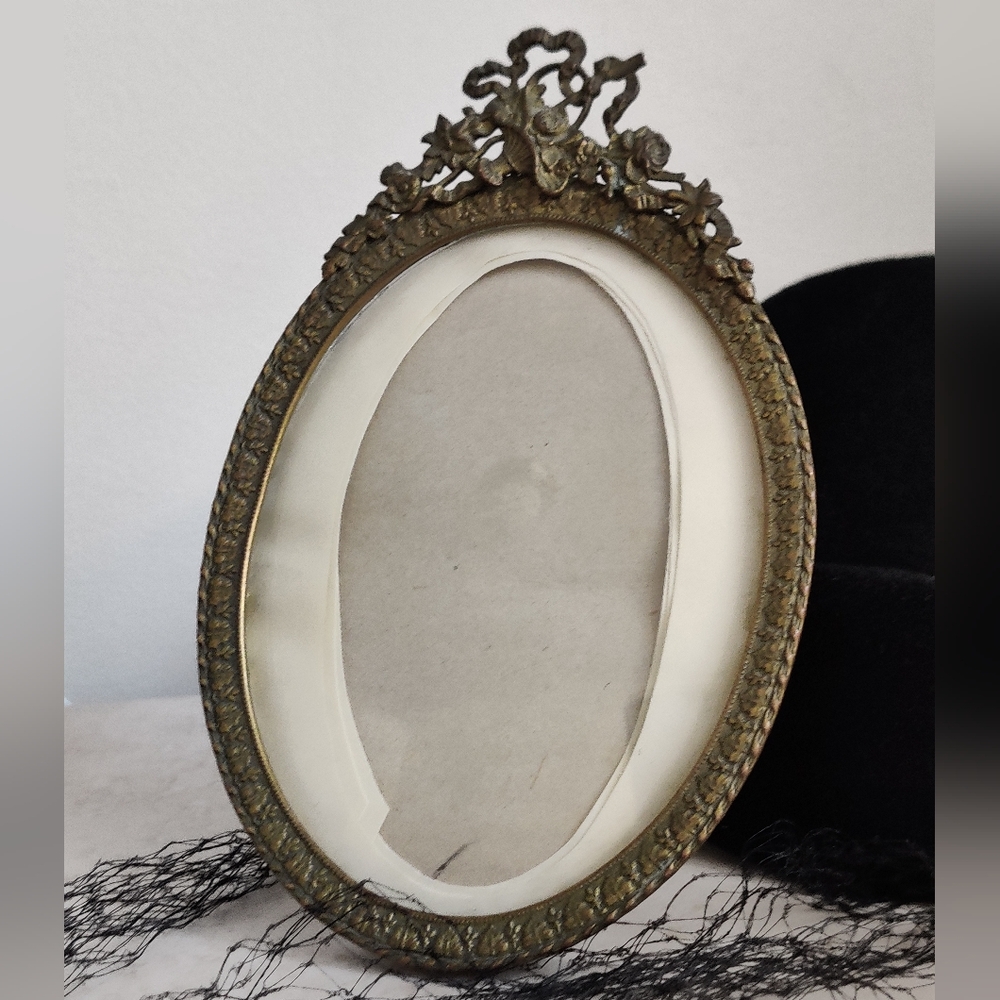 Antique French Ornate Bronze Picture Frame